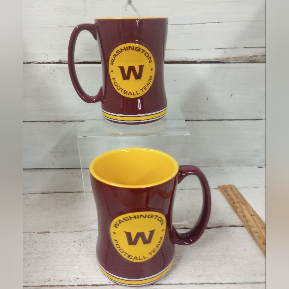 Set of 2 LOGO BRANDS Washington Commanders Football Team Sculpted Relief Coffee